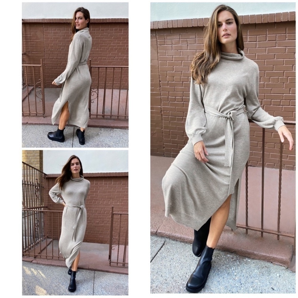 Babaton by Aritzia Heather Grey ONO Turtleneck Sweater Dress